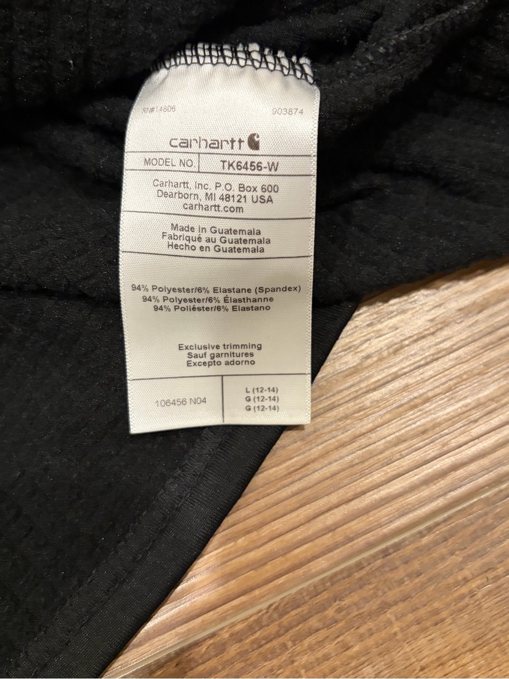 Carhartt Force Relaxed fit Black Hooded 3/4 zip Pullover Zip pockets Sz Lg EUC - Picture 4 of 11